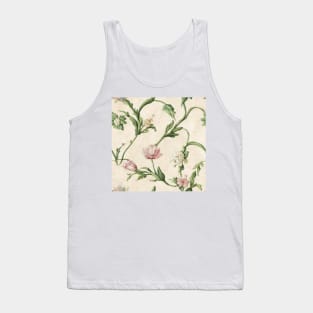 Vintage Pink and Green Floral Pattern Muted Tones Tank Top